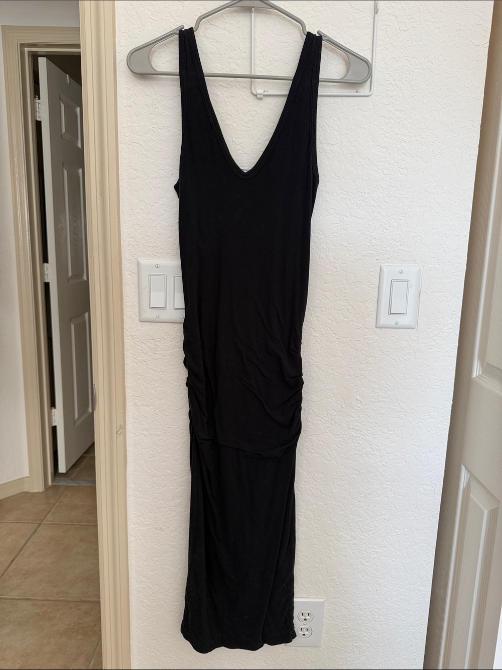 James Peres Classic Black V-Neck Midi Dress